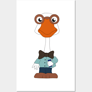 The smart goose with glasses Posters and Art